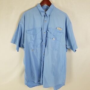 Columbia PFG Performance Fishing Gear Mens XL‎ Short Sleeve Shirt Blue Vented